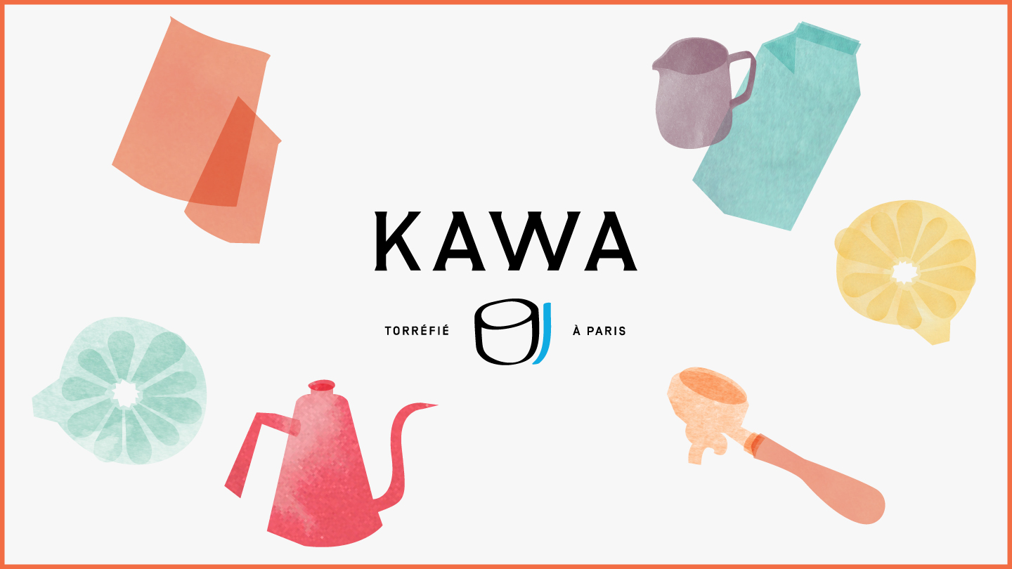 Kawa Coffee business website shown on a laptop beside coffee cups and beans